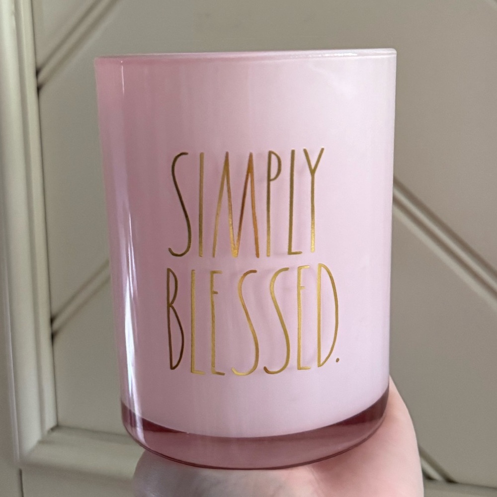 Rae Dunn Pink and Gold Cup/Holder - Simply Blessed